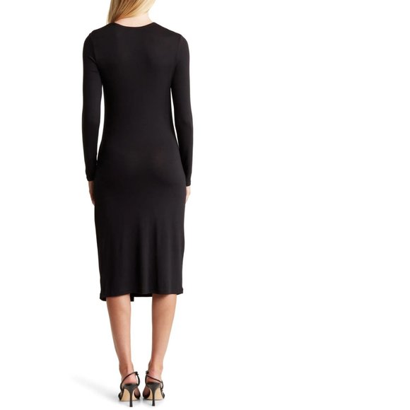 VINCE Gathered Midi Sheath Dress, SMALL - Picture 3 of 13